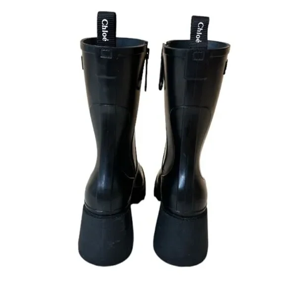 CHLOE Betty Black Rain Boots - Picture 6 of 12